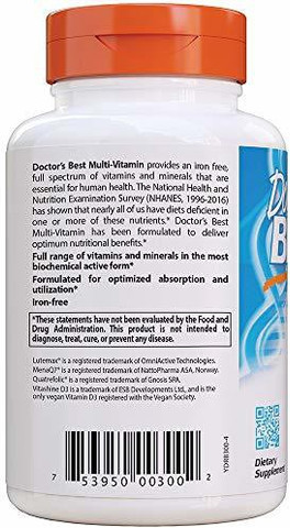 Doctor's Best Multi-Vitamin Mineral Complex 90 Veg Capsules
