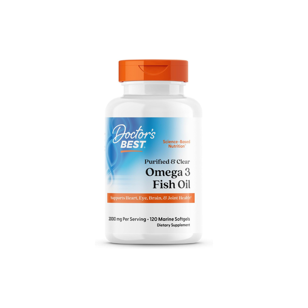 Doctor's Best Purified & Clear Omega 3 Fish Oil 120 Softgels (1,000 mg per Softgel)