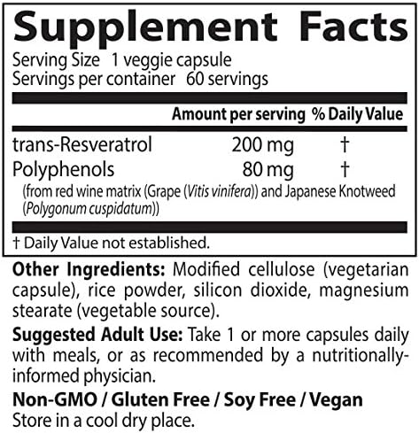 Doctor's Best Trans-Resveratrol 200, 200 mg, 60 Veggie Caps