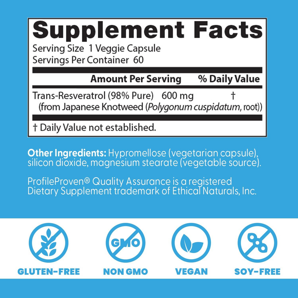 Doctor's Best Trans-Resveratrol 600, 600 mg, 60 Veggie Caps