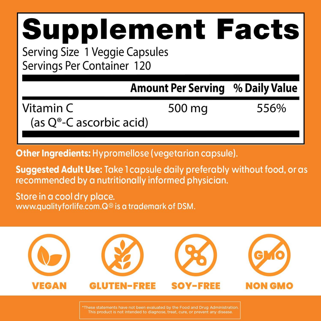 Doctor's Best Vitamin C 500 mg, 120 Veg Caps