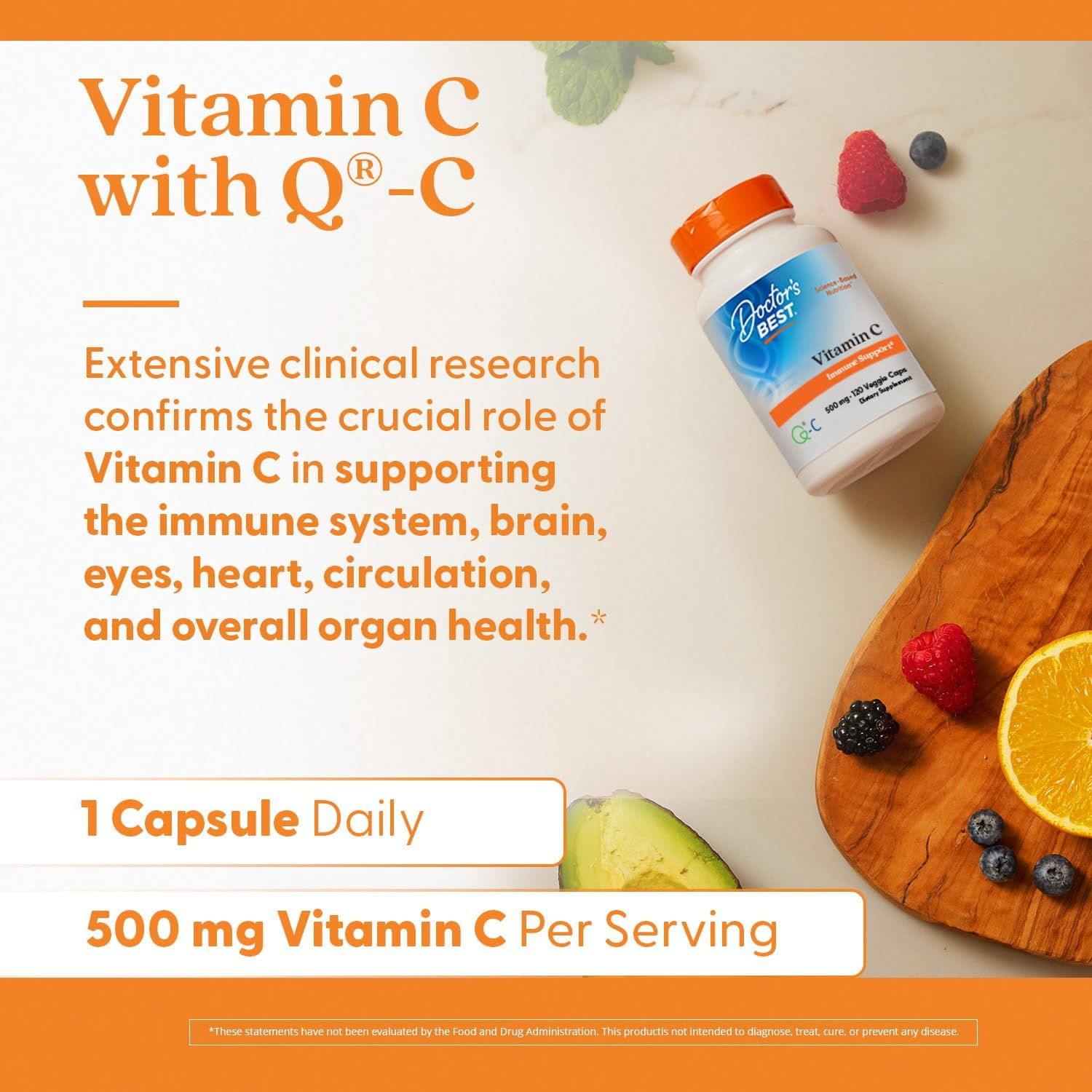 Doctor's Best Vitamin C 500 mg, 120 Veg Caps
