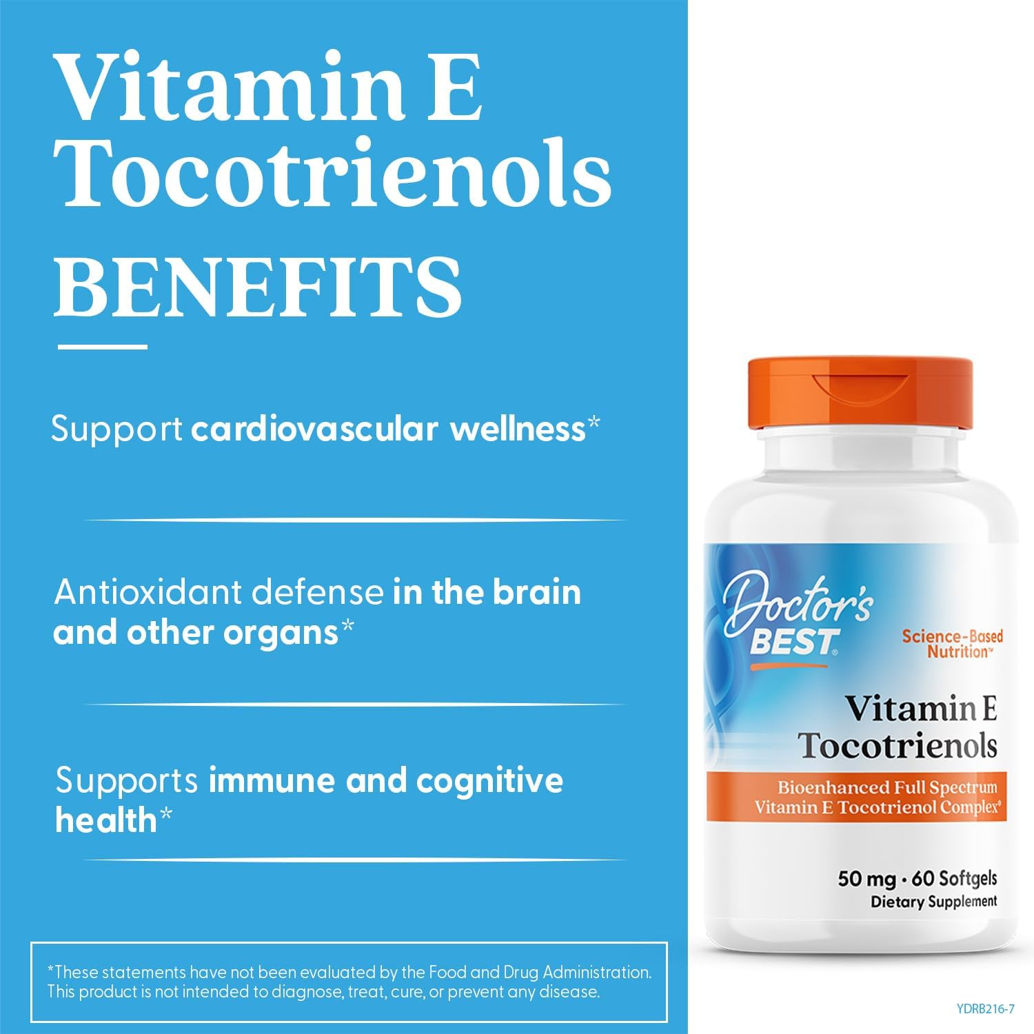 Doctor's Best Vitamin E Tocotrienols 50 mg, 60 Capsules