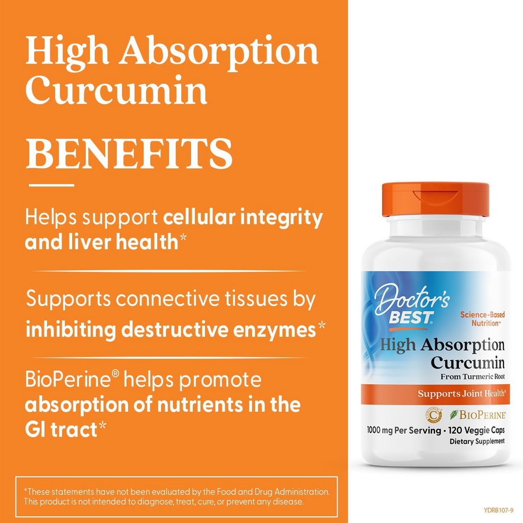 Doctor's Best High Absorption Curcumin 1000mg 120 Veggie Caps