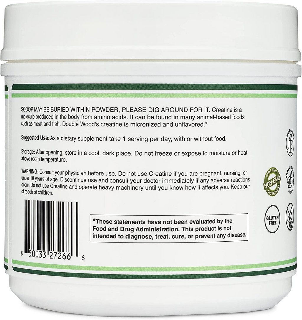Double Wood Creatine Monohydrate Powder Unflavored 1.1lbs (500g)