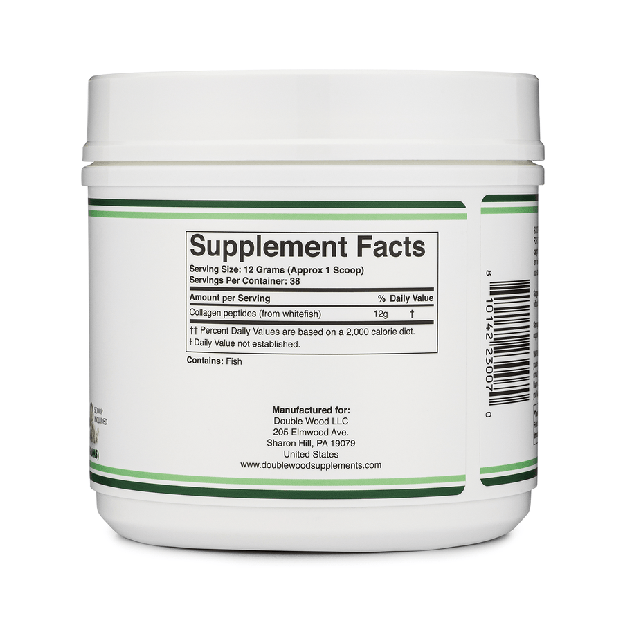 Double Wood Supplements Marine Collagen Powder, Unflavored 1 LB 456g