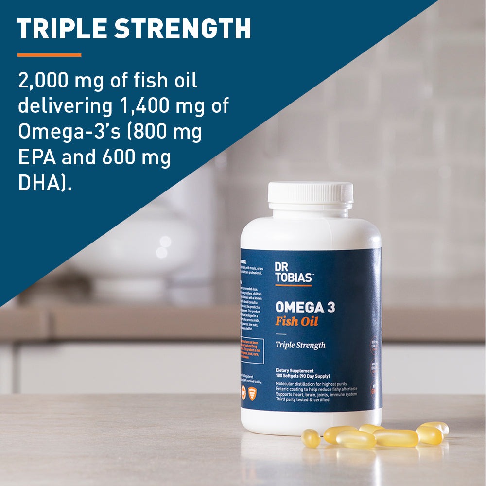 Dr. Tobias Omega 3 Fish Oil 2000mg Triple Strength with 800mg EPA 600mg DHA