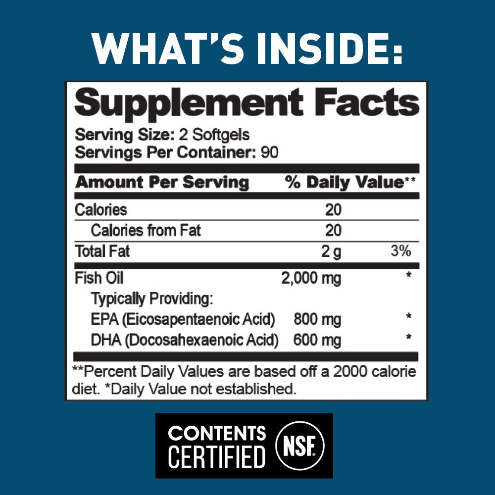 Dr. Tobias Omega 3 Fish Oil 2000mg Triple Strength with 800mg EPA 600mg DHA