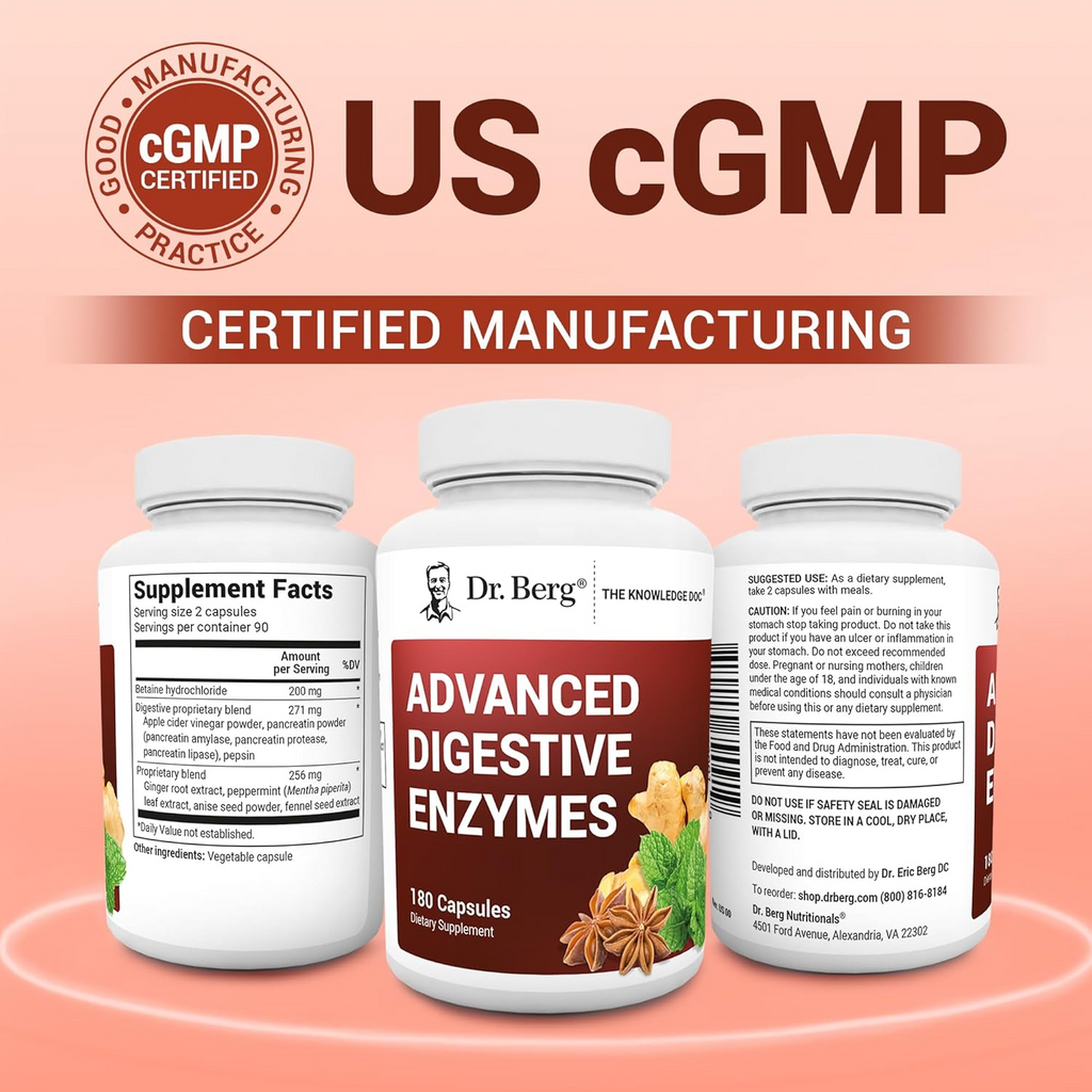 Dr. Berg Advanced Digestive Enzymes with Apple Cider Vinegar 180 Capsules