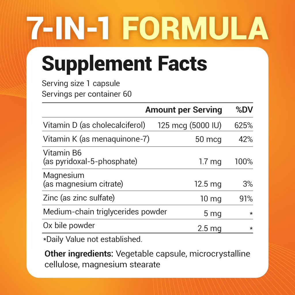 Dr. Berg Maximum Strength 2-in-1 Vitamin D3 K2 5000 IU - 60 Capsules