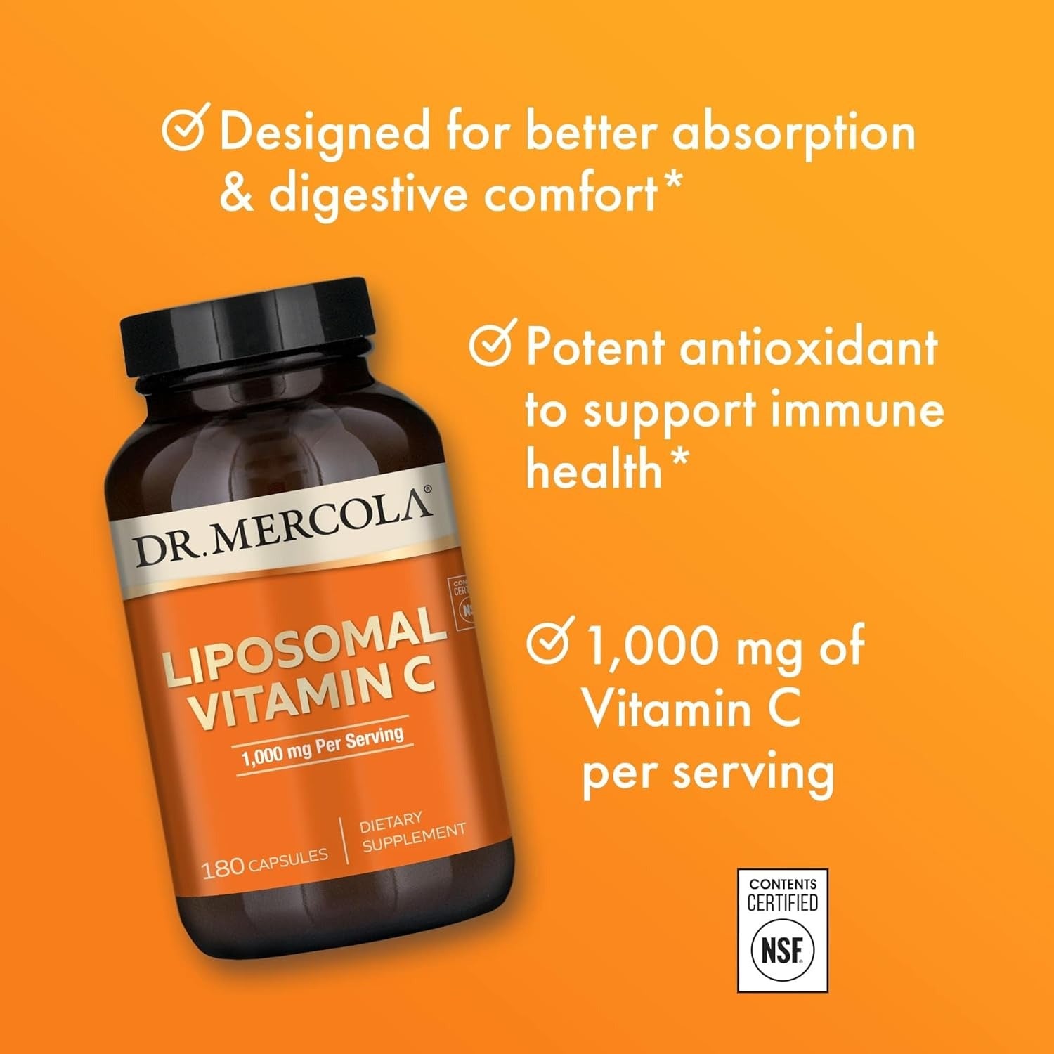 Dr. Mercola Liposomal Vitamin C 1,000 mg _ 180 Capsules