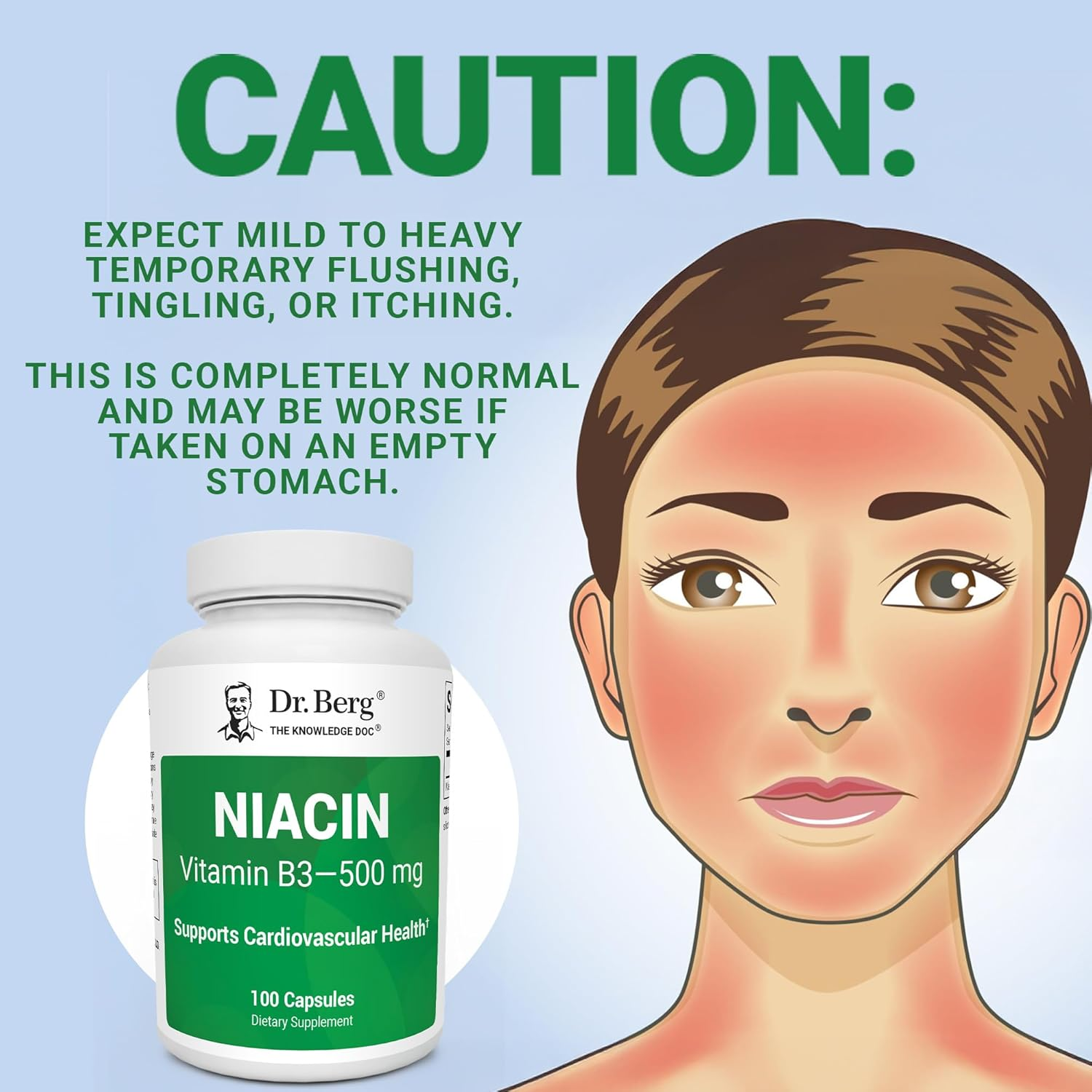 Dr Berg Niacin Vitamin B3 500 mg per serving 100 Capsules