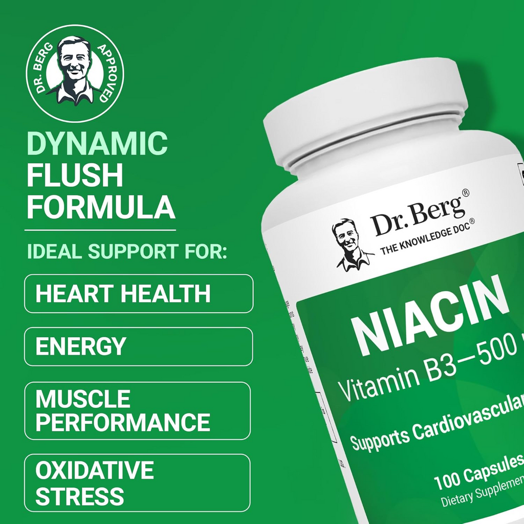 Dr Berg Niacin Vitamin B3 500 mg per serving 100 Capsules