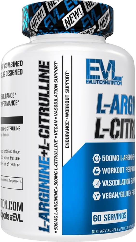EVLution Nutrition L-Arginine + L-Citrulline, 120 Veggie Capsules