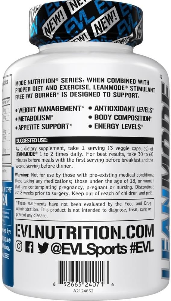 EVLution Nutrition LeanMode Stimulant Free Weight Loss Support 150 Veggie Capsules