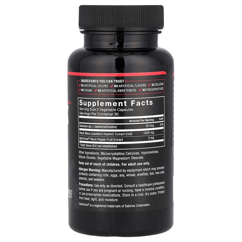 Force Factors Organic Black Maca Pills 60 Count