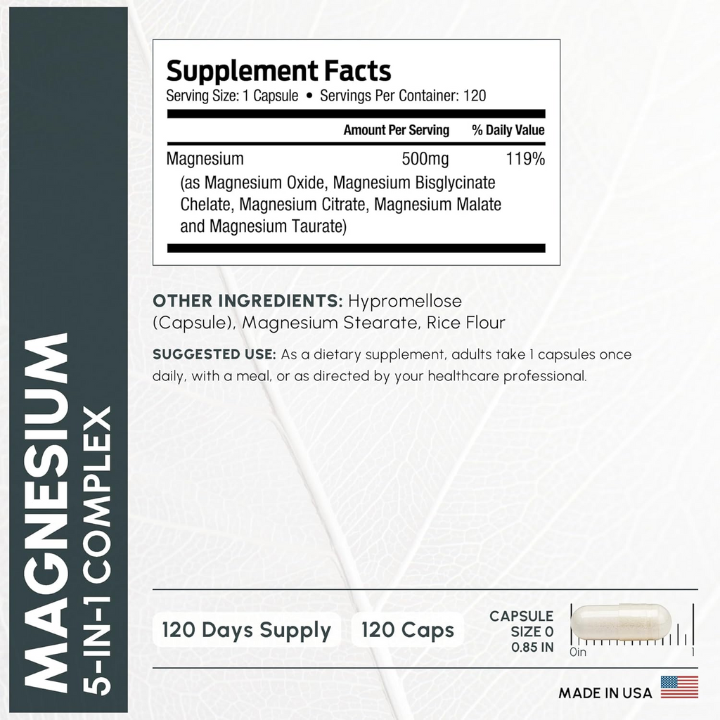 Forest Leaf Advanced Magnesium Complex 500 mg 120 Vegetable Capsules