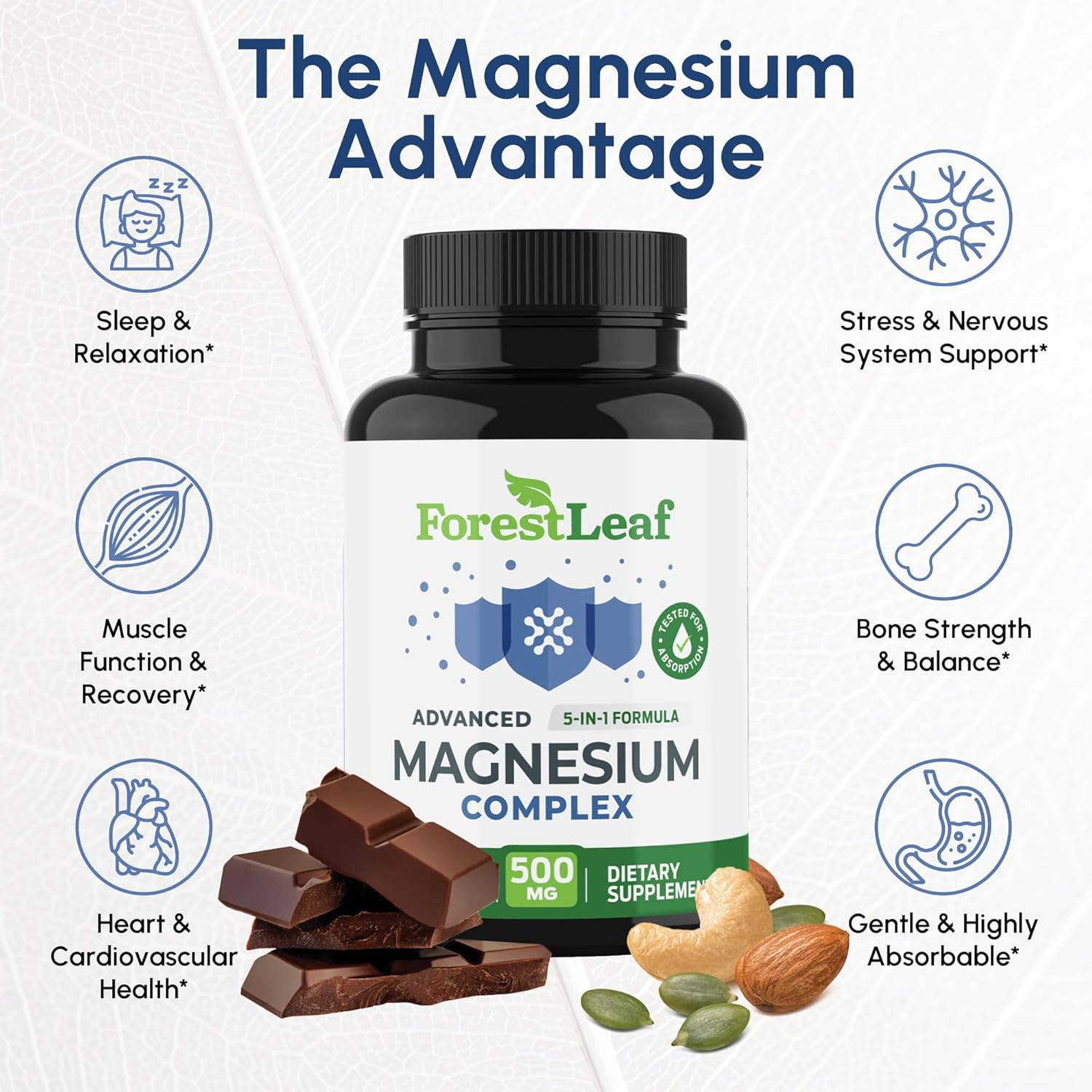 Forest Leaf Advanced Magnesium Complex 500 mg 120 Vegetable Capsules