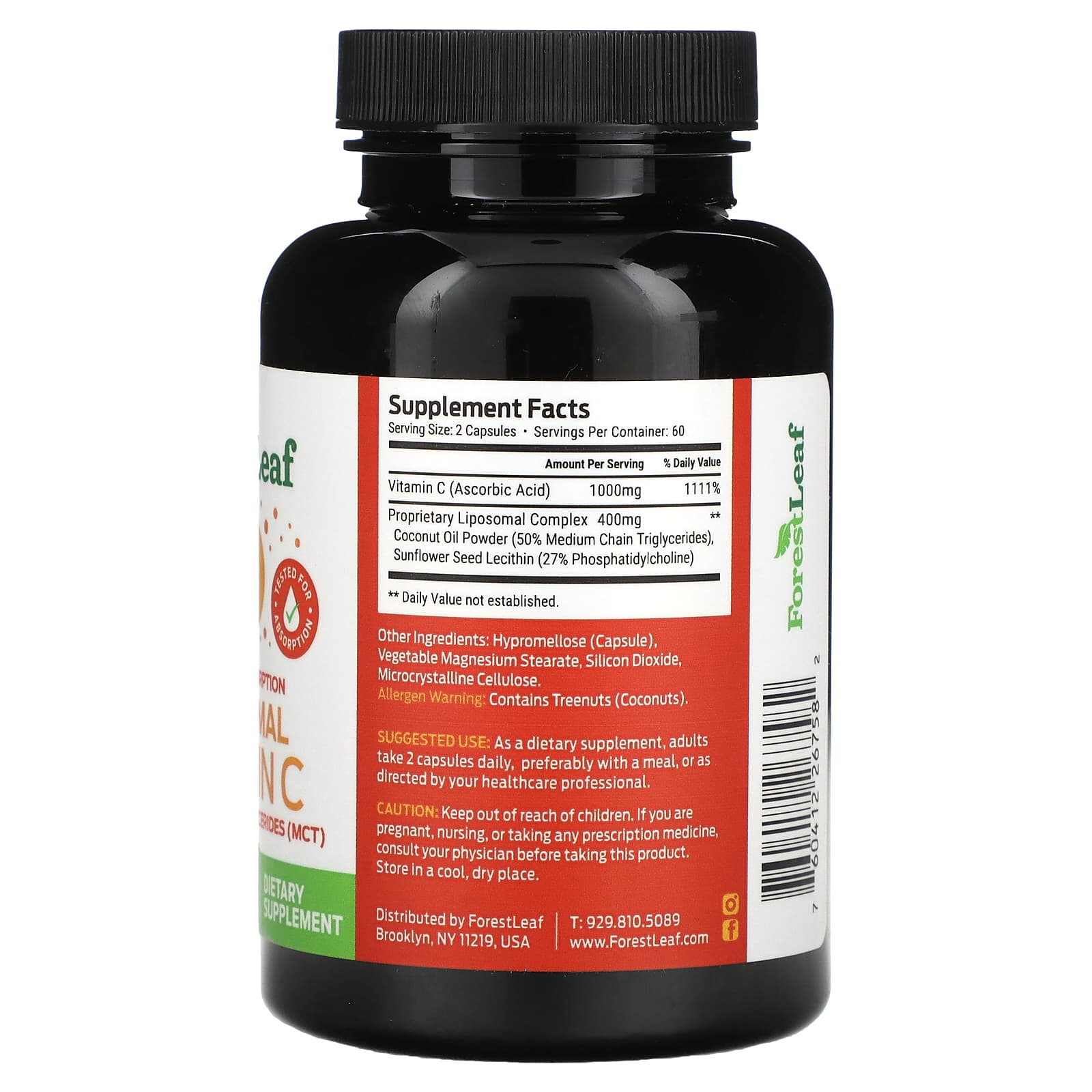 Forest Leaf Liposomal Vitamin C 1400mg 120 Vegetable Capsules