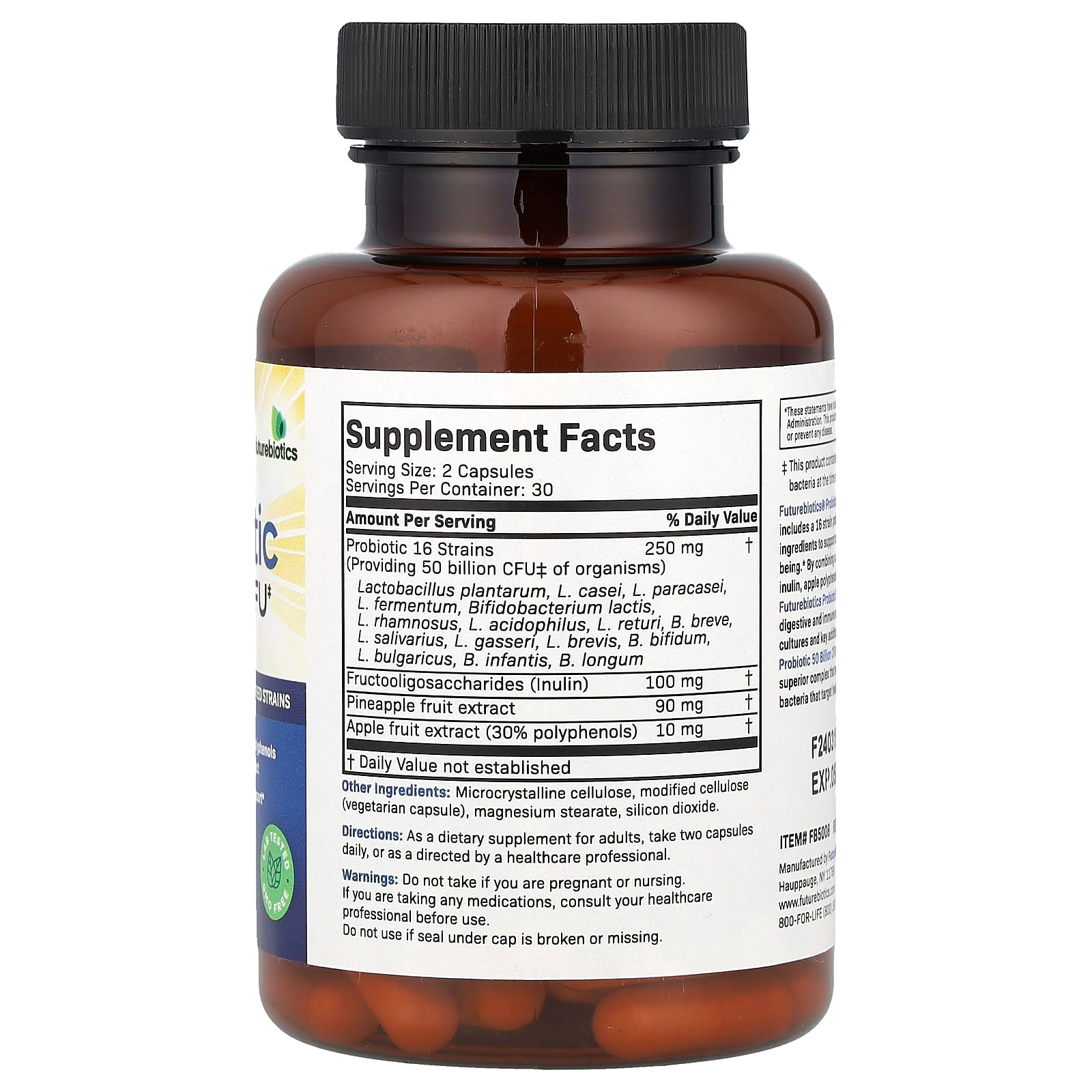 Futurebiotics Probiotic Plus Prebiotic 50 Billion CFU 60 Vegetarian Capsules