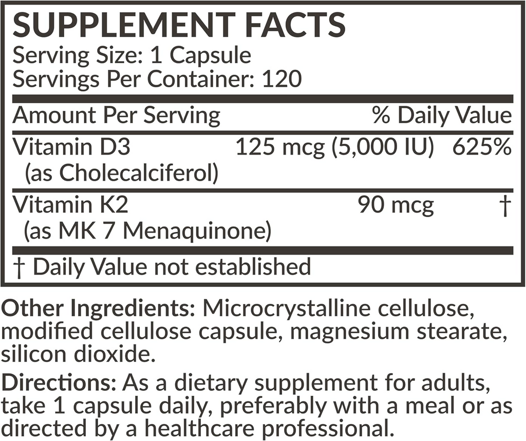 Futurebiotics Vitamin K2 + D3 Extra Strength 120 Capsules