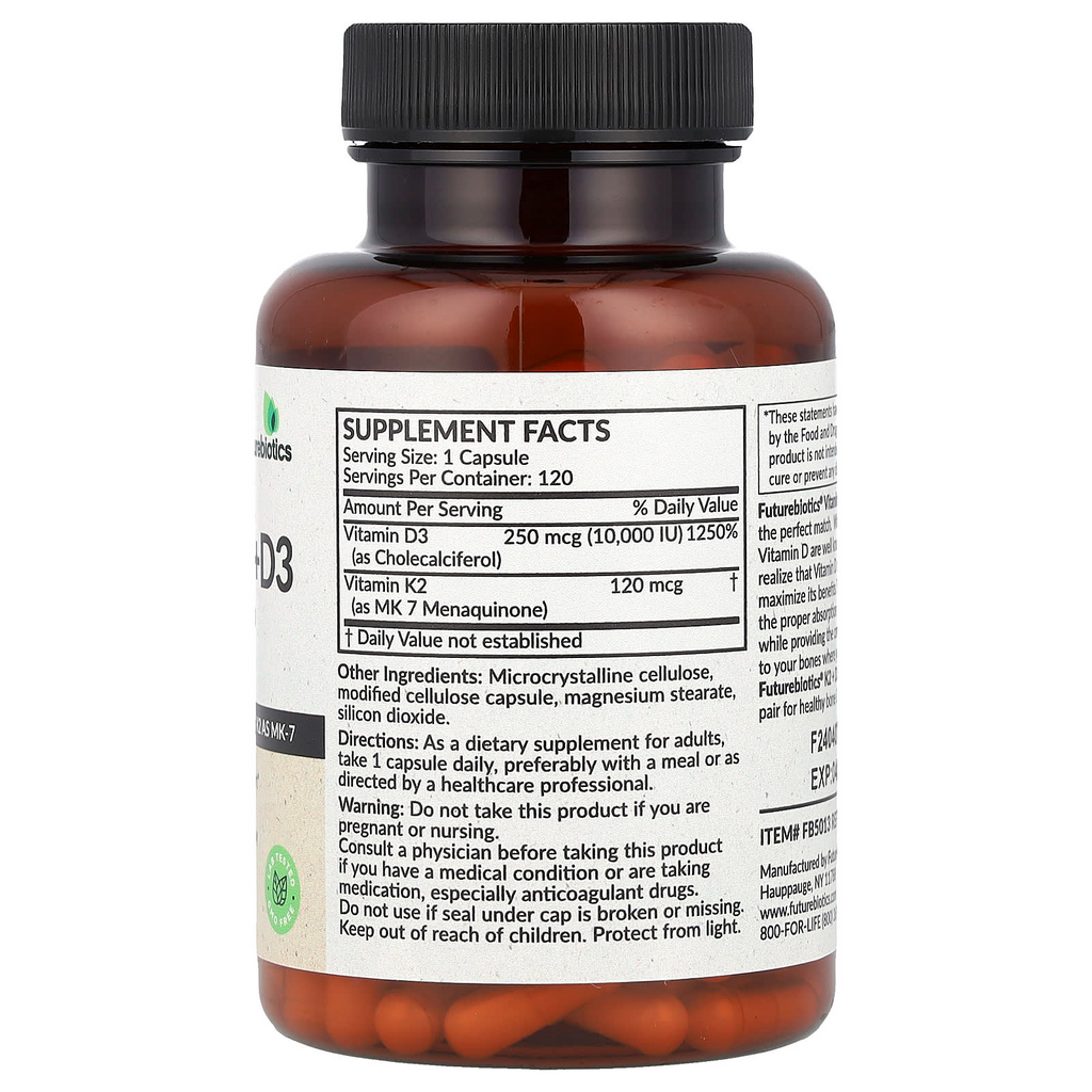 Futurebiotics Vitamin K2 + D3 Extra Strength 120 Capsules
