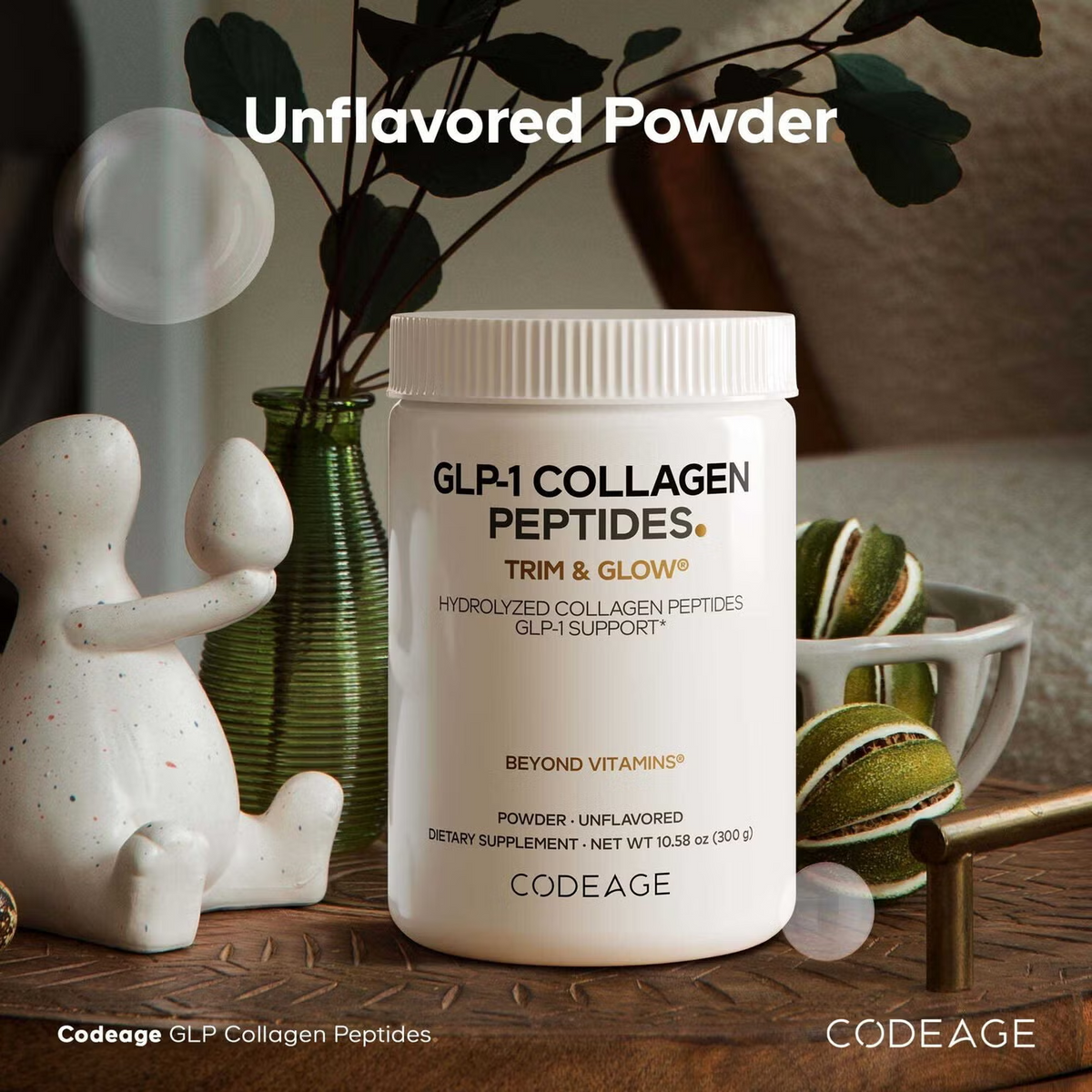 Codeage GLP-1 Collagen Peptides Unflavored - 10.58 oz (30 Servings) 300g