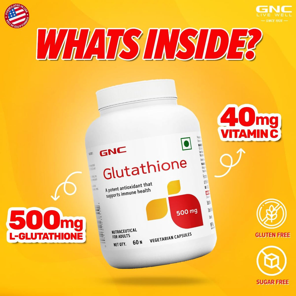 GNC Glutathione 500mg With Vitamin C _ 60 Veg Capsules