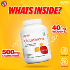 GNC Glutathione 500mg With Vitamin C _ 60 Veg Capsules