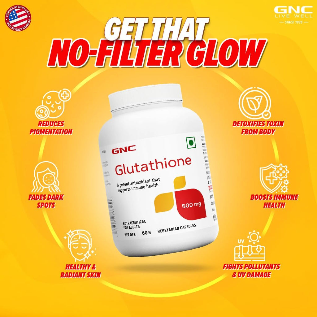 GNC Glutathione 500mg With Vitamin C _ 60 Veg Capsules