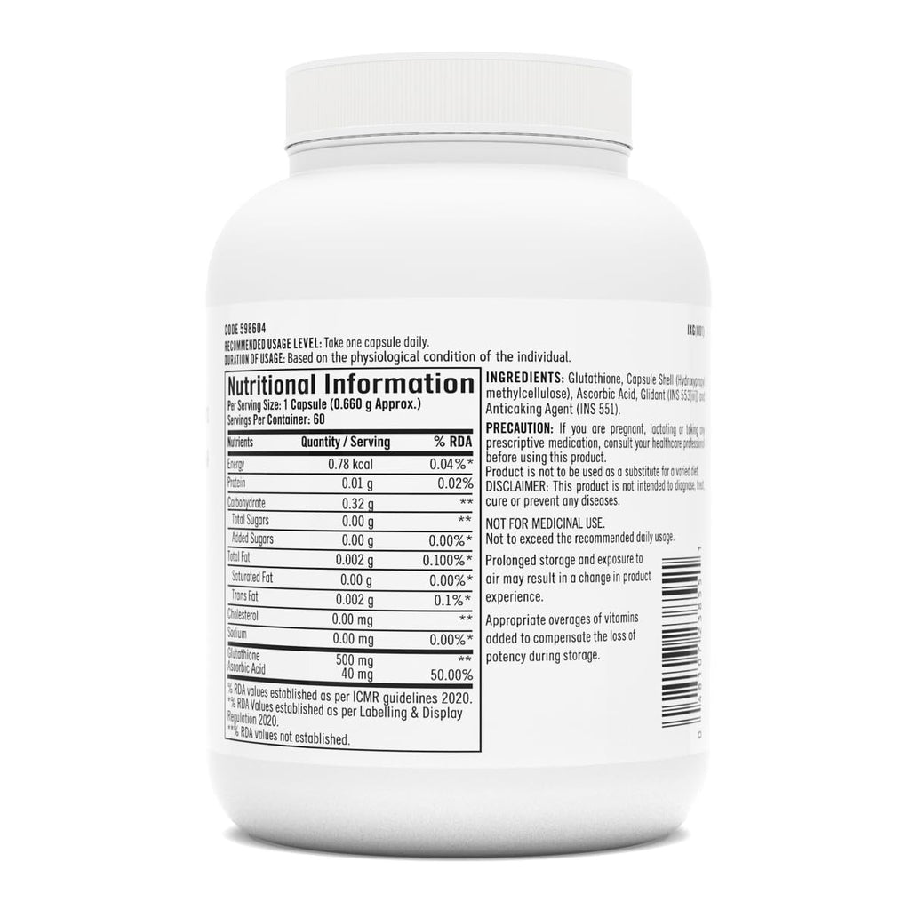 GNC Glutathione 500mg With Vitamin C _ 60 Veg Capsules
