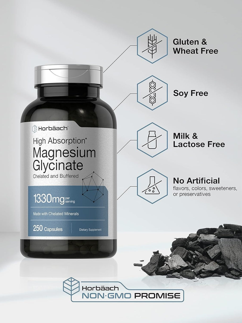 Horbäach Buffered Magnesium Glycinate 1330mg _ 250 Capsules