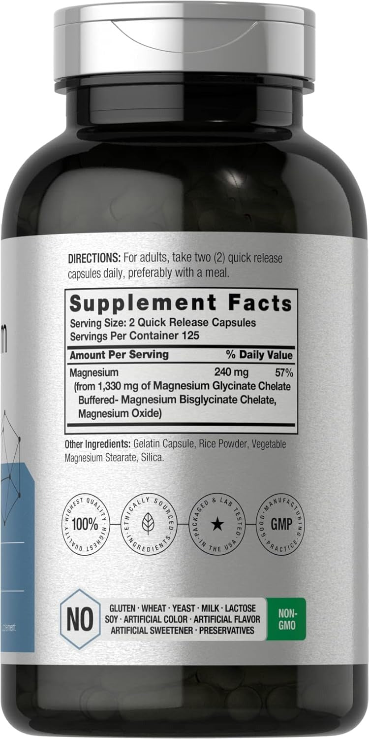 Horbäach Buffered Magnesium Glycinate 1330mg _ 250 Capsules