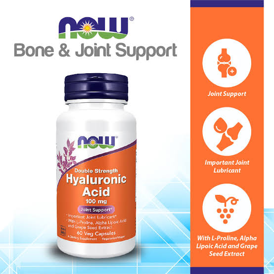 NOW Foods Hyaluronic Acid With L-Proline, Alpha Lipoic Acid and Grape Seed Extract, 100 mg, 120 Veg Capsules