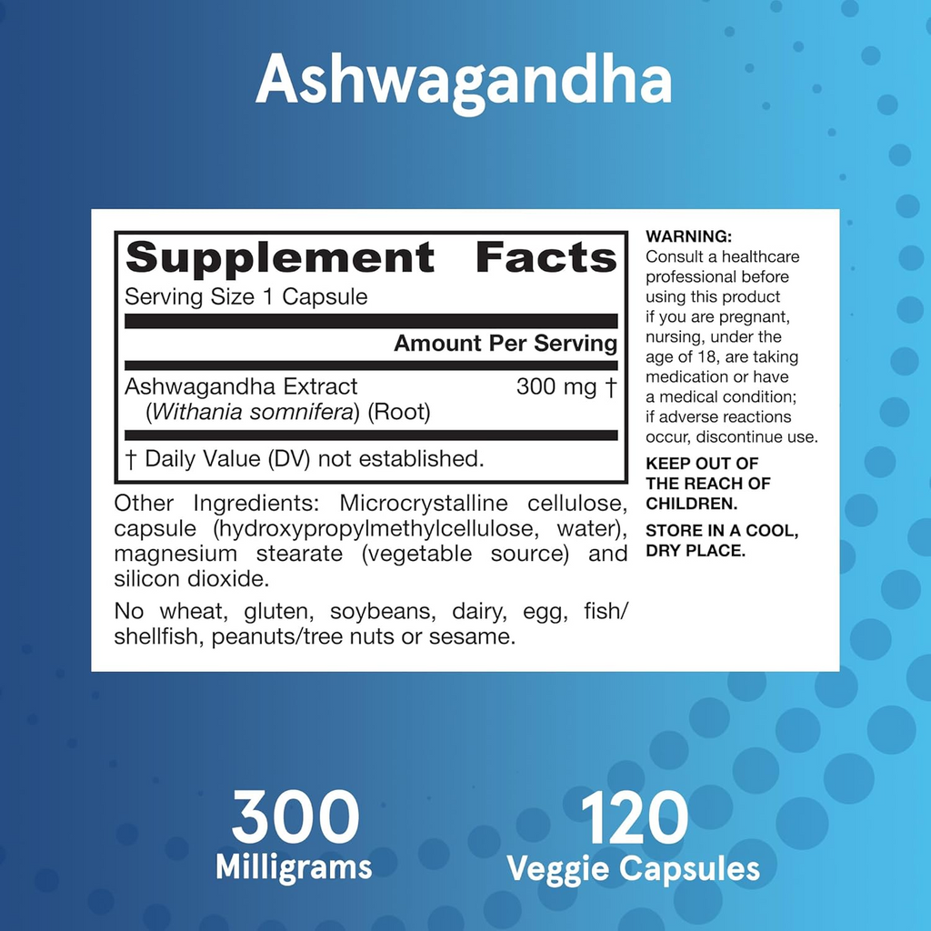 Jarrow Formulas Ashwagandha 300 mg, 120 Veg Capsules