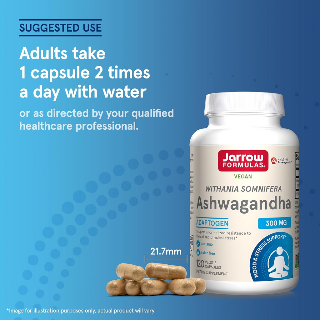 Jarrow Formulas Ashwagandha 300 mg, 120 Veg Capsules