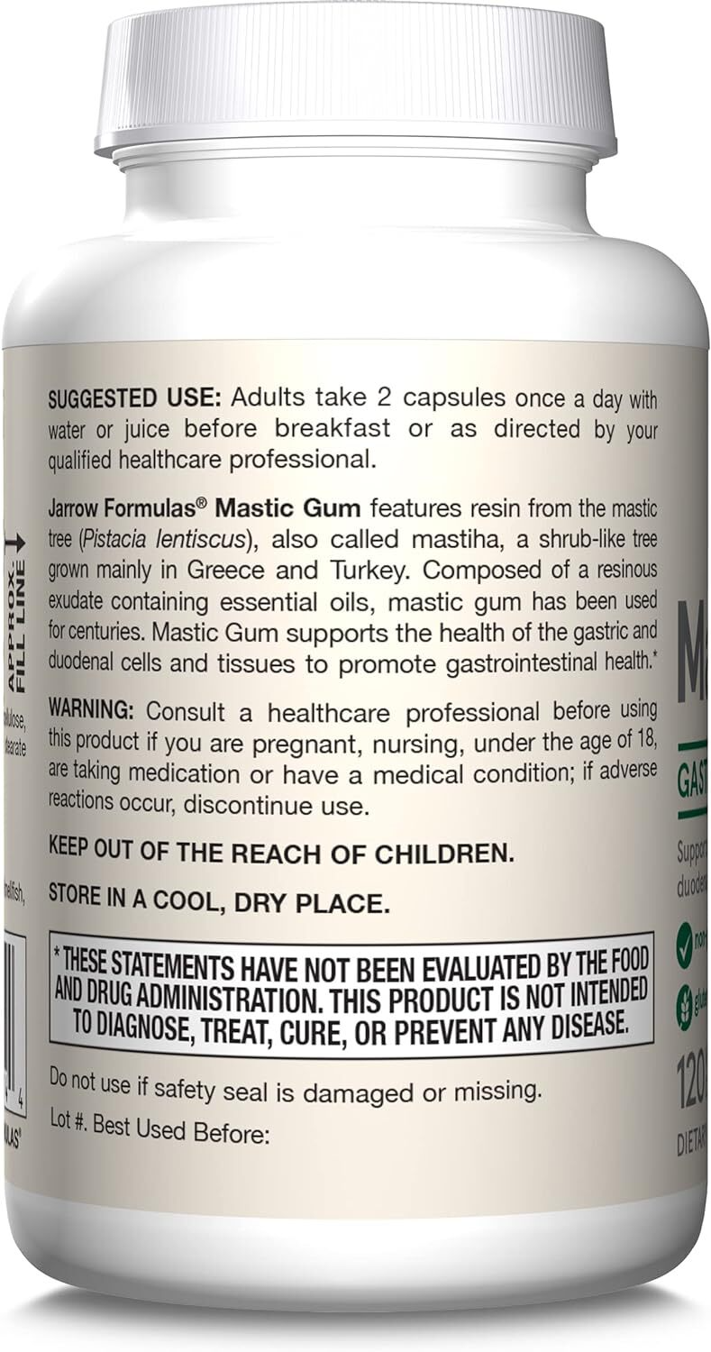 Jarrow Formulas Vegan Mastic Gum 60 Veg Capsules (500 mg per Capsule)