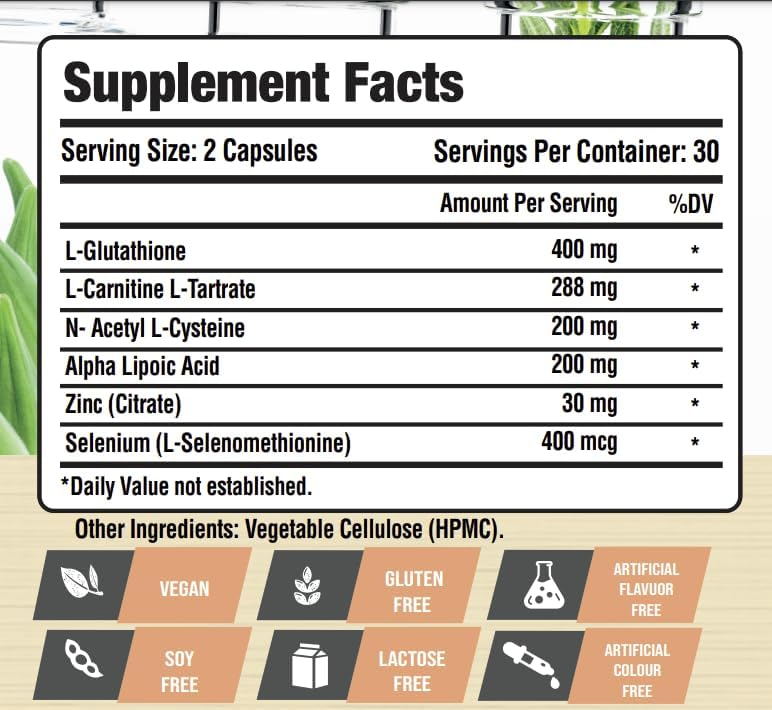 Laperva Antioxidant Complex L Glutathione 400mg 60 Veggie Capsules