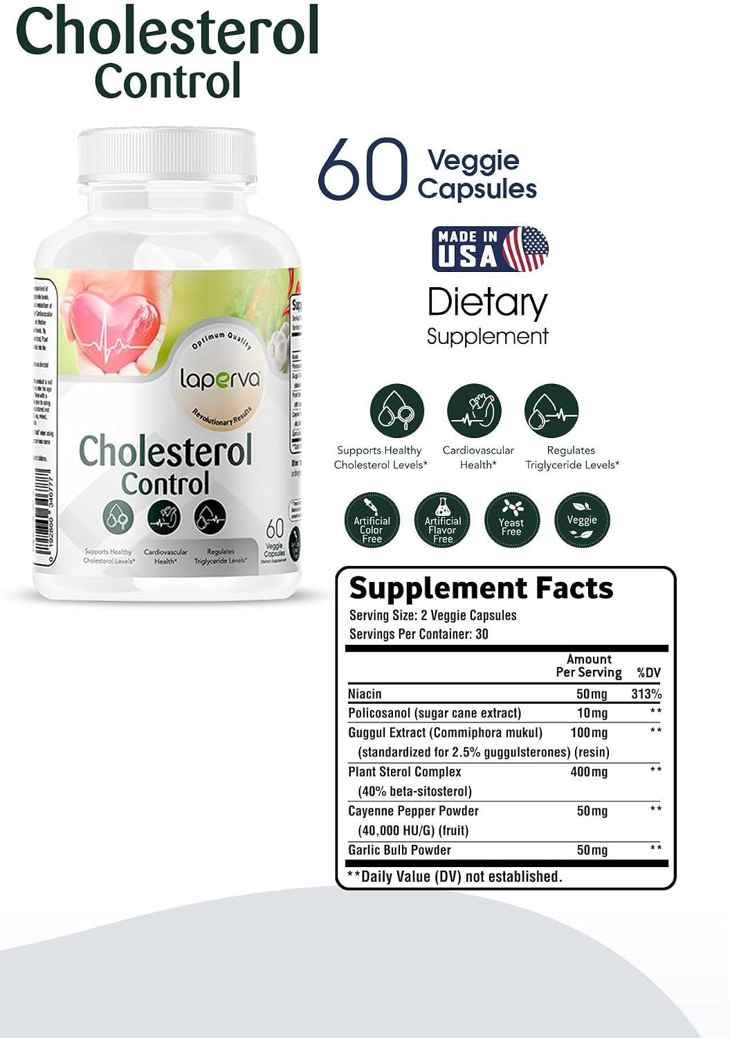 Laperva Cholesterol Control 60 Veggie Capsules