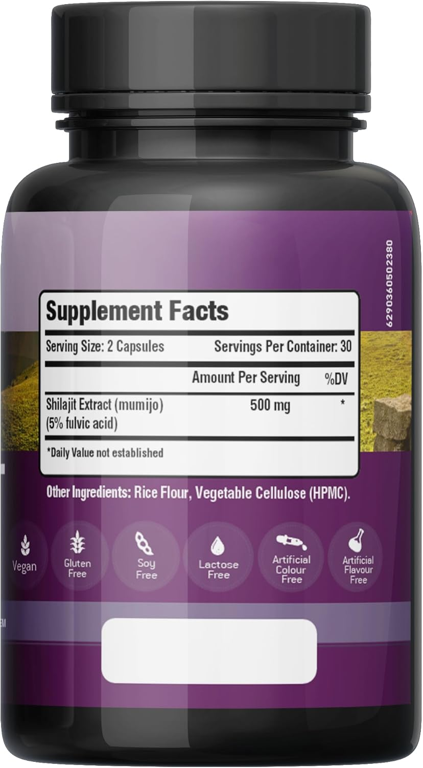 Laperva Pure Shilajit with 5% Fulvic Acid 500mg - 60 Capsules