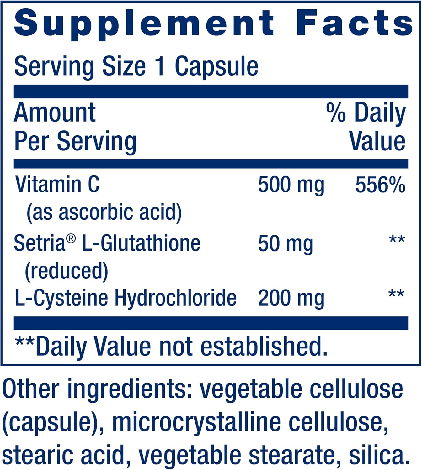 Life Extension Glutathione Cysteine & C, 100 Capsules