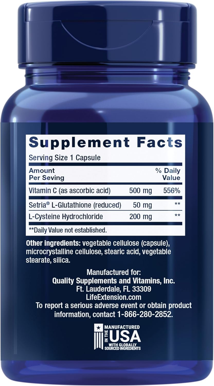 Life Extension Glutathione Cysteine & C, 100 Capsules