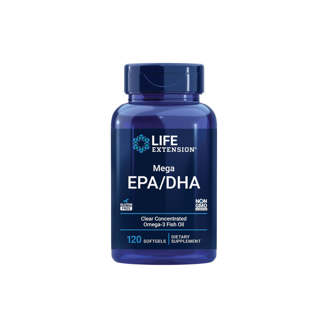 Life Extension Mega EPA/DHA 120 Capsules (1,000 mg per Capsule)