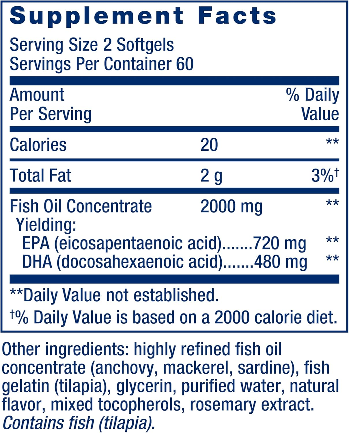 Life Extension Mega EPA/DHA 120 Capsules (1,000 mg per Capsule)