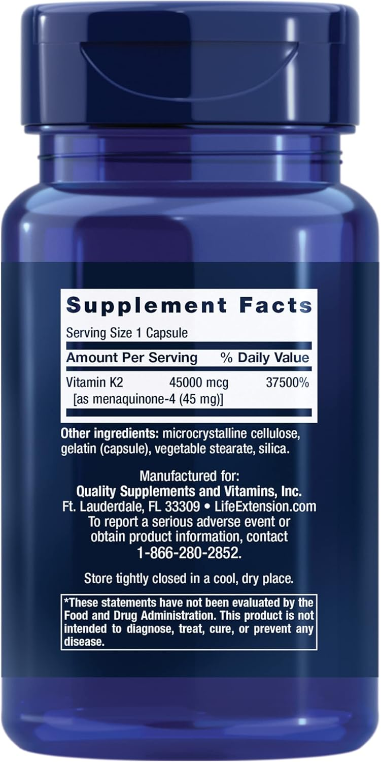 Life Extension Mega Vitamin K2 45,000 mcg, 30 Capsules