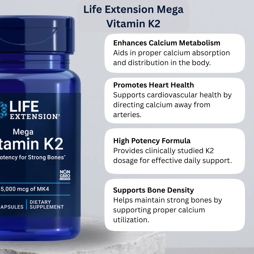 Life Extension Mega Vitamin K2 45,000 mcg, 30 Capsules