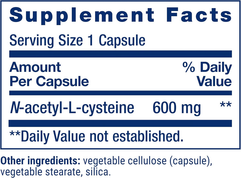 Life Extension N-Acetyl-L-Cysteine 600 mg, 60 Capsules