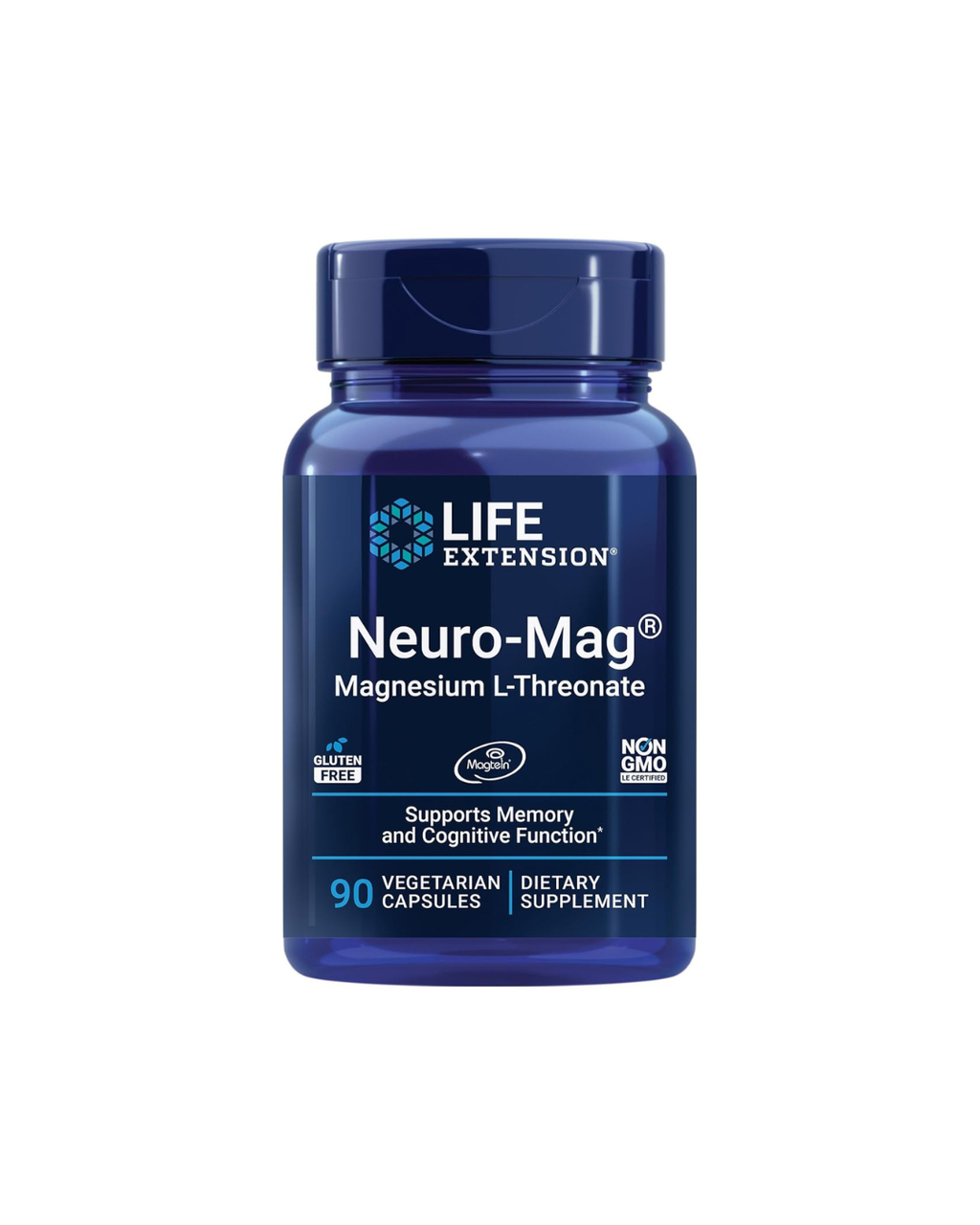 Life Extension Neuro-Mag Magnesium L-Threonate 90 Vegetarian Capsules (48 mg per Capsule)