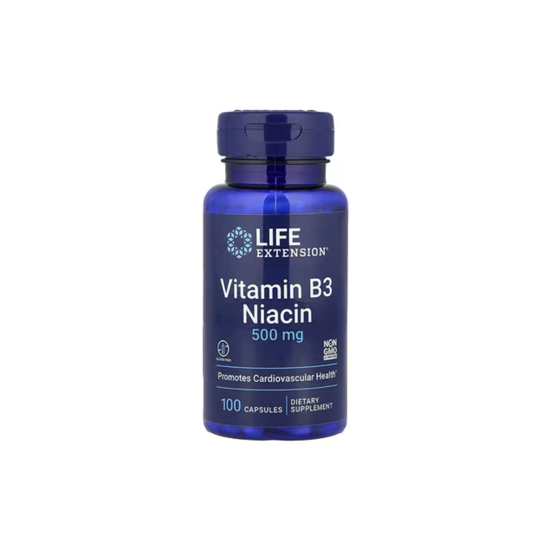 Life Extension Vitamin B3 Niacin 500 mg, 100 Capsules