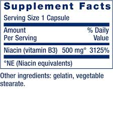 Life Extension Vitamin B3 Niacin 500 mg, 100 Capsules
